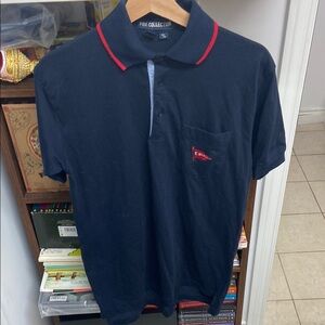 Vintage Fox Collection Navy Polo Shirt with Embroidered Flag logo
